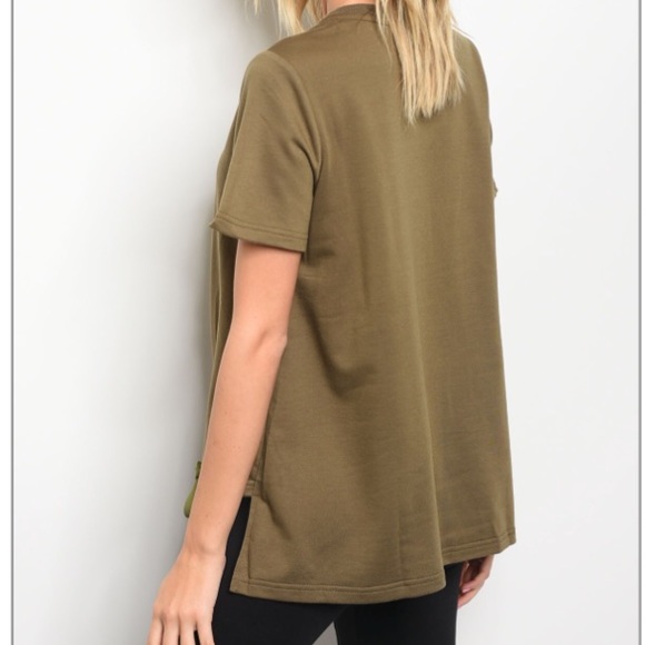 3/$50 1LEFT CLOSING 😍Olive Lace Up Detailed Top - Picture 2 of 3